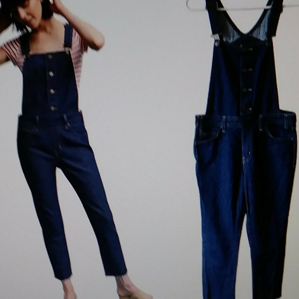 Wax Women's Juniors Ankle Length Skinny Leg Denim Overalls - Picture 1 of 14